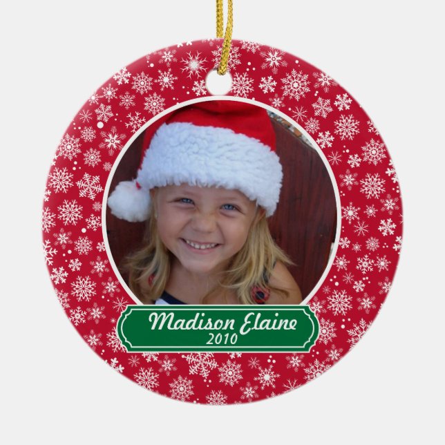 Floco de neve Enfeites de natal vermelho e verde (Frente)