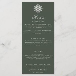 Floco de neve minimalista Menu Casamento Verde