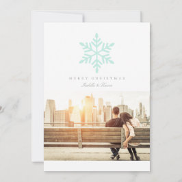 Floco De Neve Simples Em Mint | Cartão com fotos d