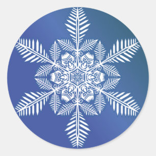 Floco de neve sobre adesivo azul