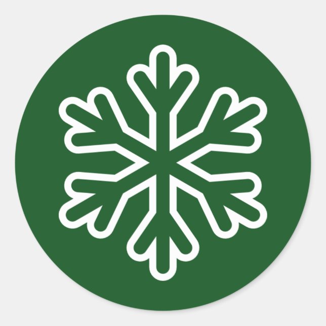 Floco de neve verde e branco - Adesivo de círculo (Frente)