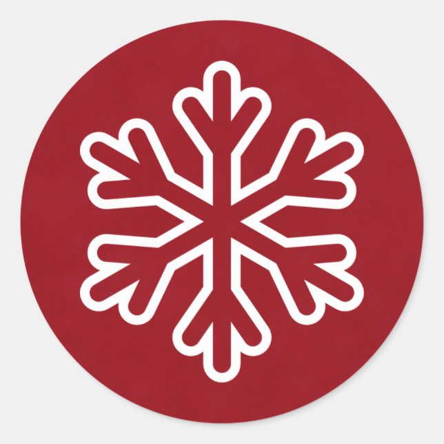 Floco de Neve Vermelho e Branco - Adesivo Redondo (Frente)