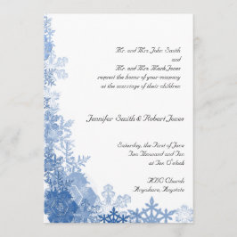 Flocos de neve azuis no convite para casamento bra