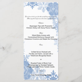 Flocos de neve azuis no Menu Casamento Branco