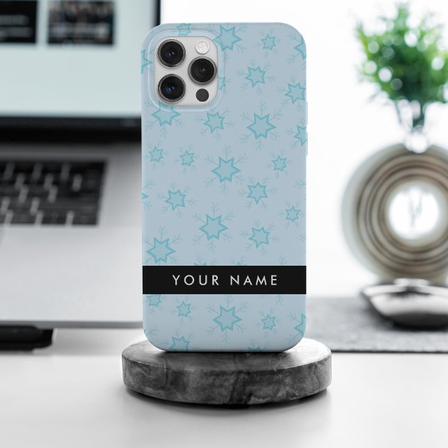 Flocos de neve azuis, seu nome, Personalize (Criador carregado)