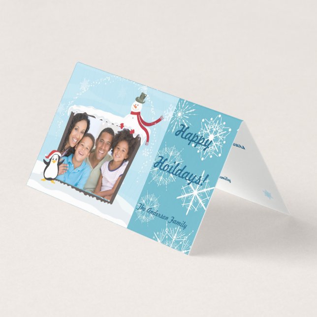Flocos de Neve Azul Congelante Foto Personalizada  (Frente)