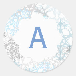 Flocos de neve brancos/azuis - Adesivo em círculo