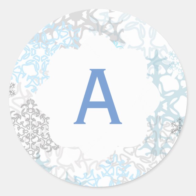 Flocos de neve brancos/azuis - Adesivo em círculo (Frente)