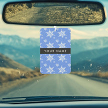 Flocos de neve brancos, azuis, seu nome, personali