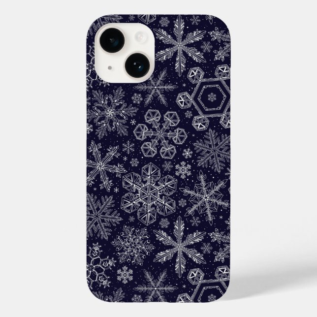 Flocos de neve brancos em azul (Verso)