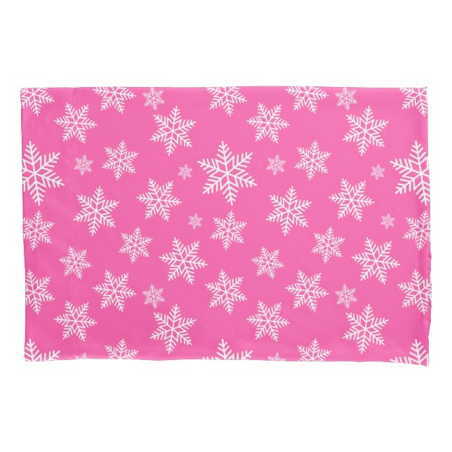 Flocos de Neve Brancos em Padrão de Inverno Rosa (Frente)