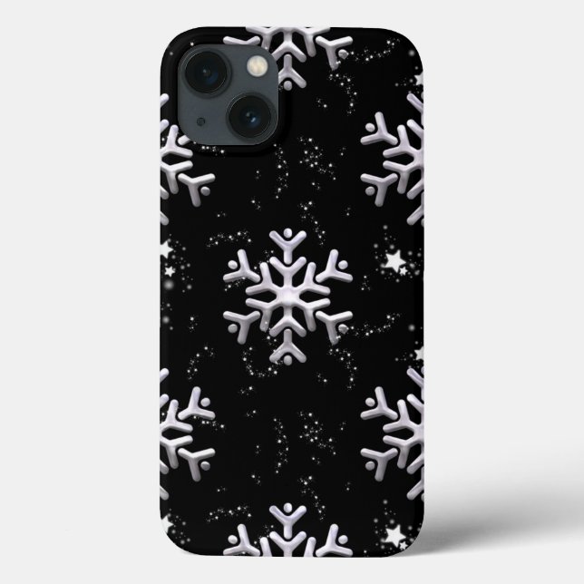 Flocos de neve brancos em preto (Verso)