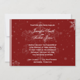 Flocos de neve brancos no convite para casamento d