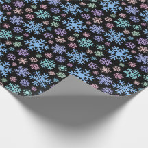 Flocos de Neve Coloridos em Papel de Presente de N