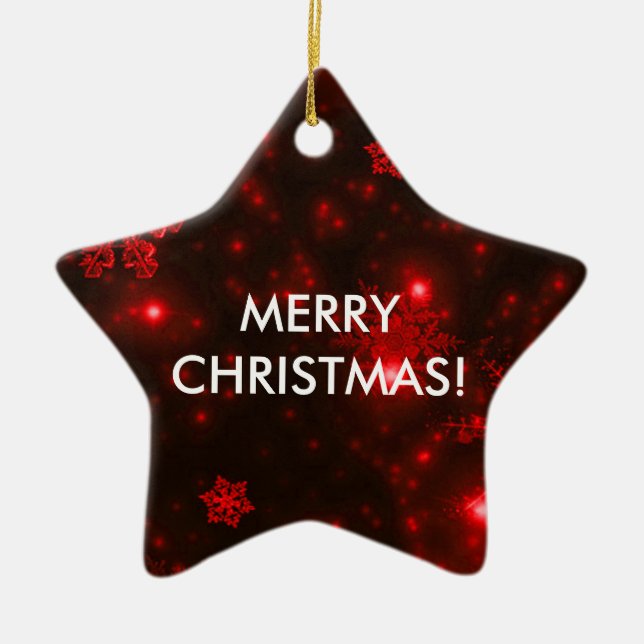 Flocos de neve com ornamento de fundo vermelho (Frente)