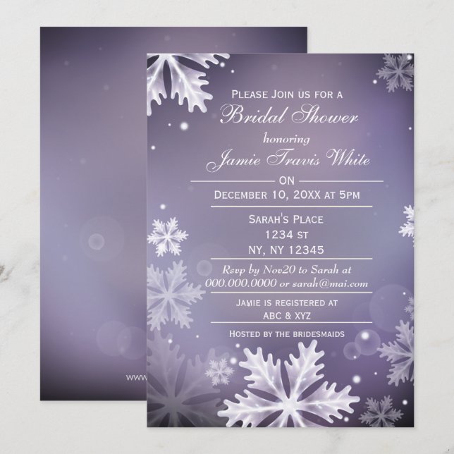 Flocos de neve Convite para Chá de panela de inver (Frente/Verso)