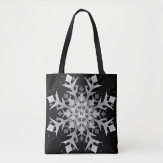 Flocos de neve de inverno Bolsa de Impressão preto