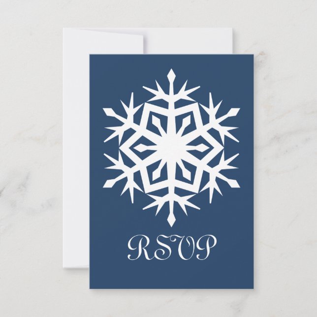 Flocos de Neve de Inverno em Cartão de RSVP Azul M (Frente)