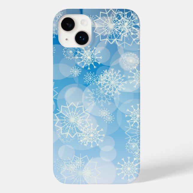 Flocos de neve de Natal em um fundo azul (Verso)