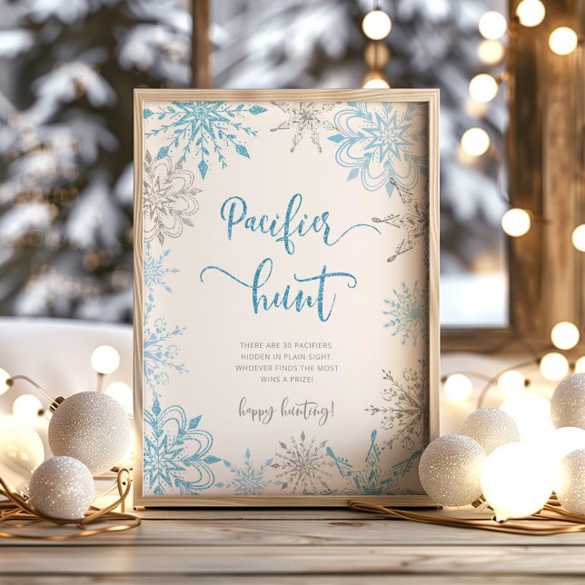 Flocos de neve de prata azul Poster de caça com pa (Criador carregado)