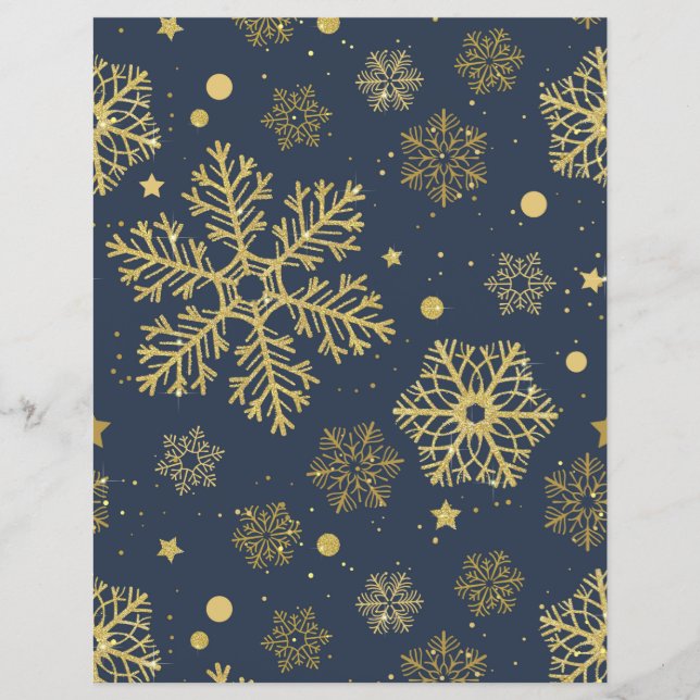 Flocos de neve do ouro no marinho (Frente)
