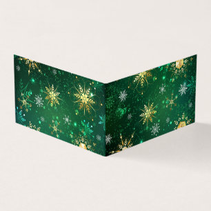 Flocos de neve do Ouro Xmas em fundo verde