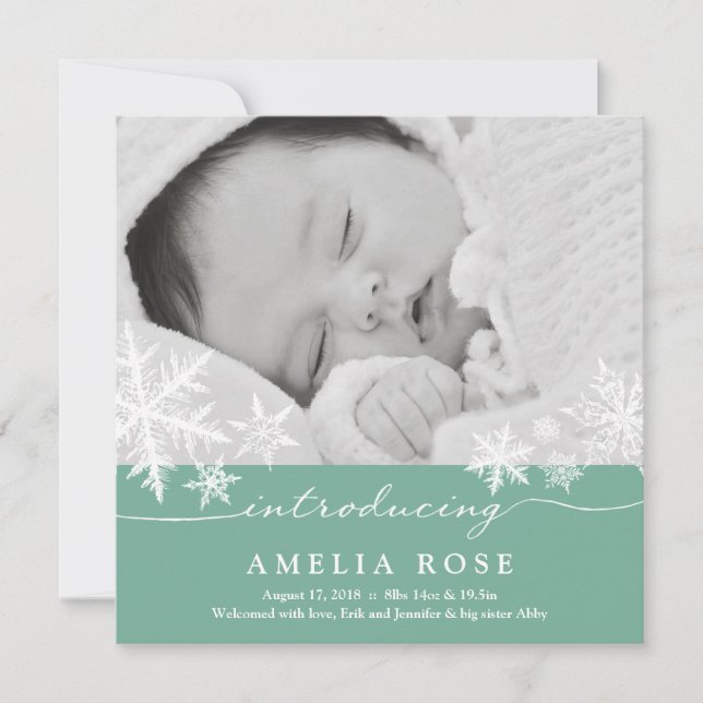 Flocos de neve doces | Anúncio do bebê (Frente)