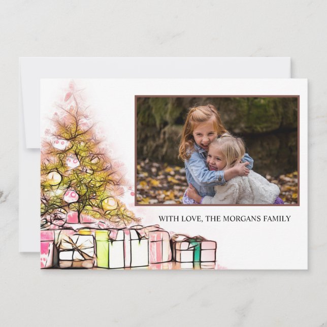 Flocos de neve Dourados, Árvore de Natal, Apresent (Frente)