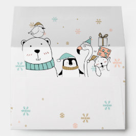 Flocos de neve e animais de inverno, de cor branca