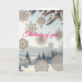 Flocos de neve e cartão de Natal de paisagem