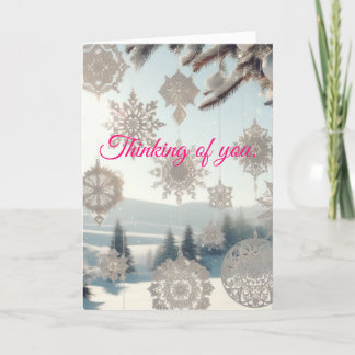 Flocos de neve e cartão de Natal de paisagem