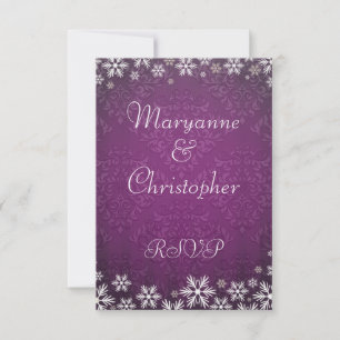 Flocos de neve e RSVP de Casamento tema damasco ro