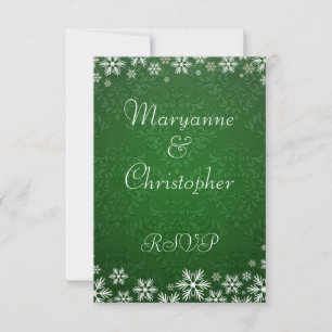Flocos de neve e RSVP de Casamento tema damasco Ve