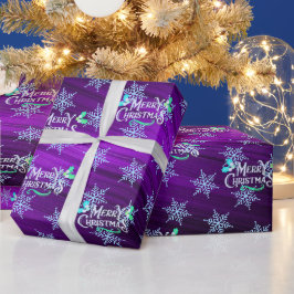 Flocos de Neve em Papel de Embrulho Metálico Roxo