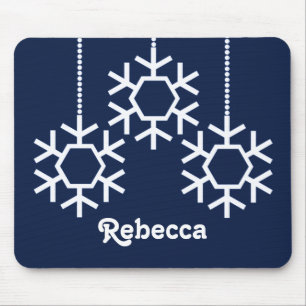 Flocos de neve em queda, Mousepad de feriado, azul