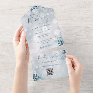 Flocos de Neve Florais Código QR Casamento