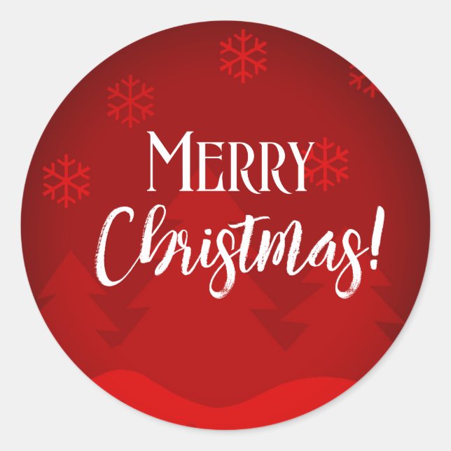 Flocos de neve Natal felizes etiqueta vermelha (Frente)