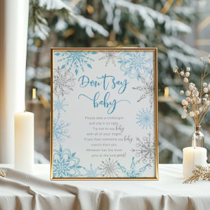Flocos de neve prateados azuis Não diga Poster de 