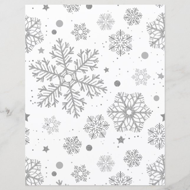 Flocos de neve prateados em branco (Frente)