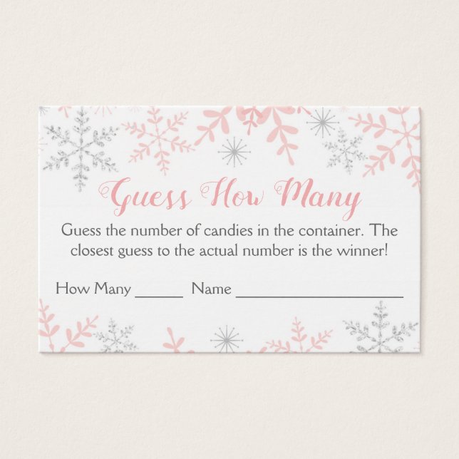 Flocos de neve rosa, Chá de fraldas adivinha quant (Frente)