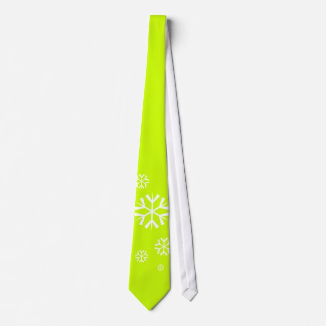 Flocos de neve, verde neon, Gravata de Férias (Frente)
