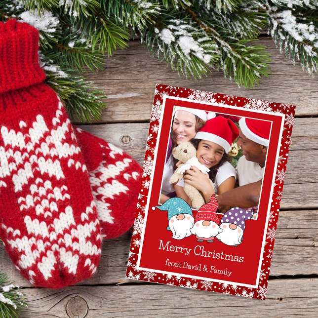 Flocos de neve vermelhos e brancos e Cartão com fo (Criador carregado)