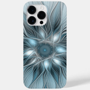 Flor Abstrata Alegre Azul Cinza Fractal Floral