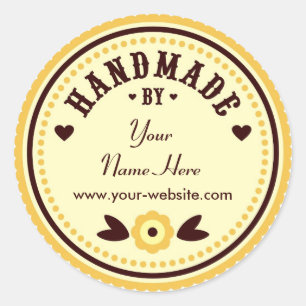 Flor amarela Handmade por etiquetas personalizadas