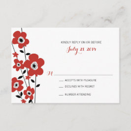 Flor Anêmone Vermelho Moderno | RSVP de Casamento