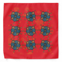 Flor Azul Amarelo e Laranja Bandana