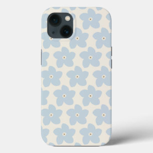 Flor Azul Claro e Creme Retro