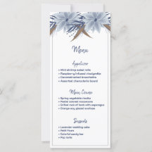 Flor azul simples e elegante | menu de casamento