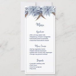 Flor azul simples e elegante | menu de casamento
