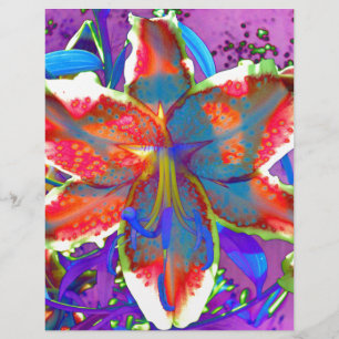 Flor azul vermelho retro abstrato elegante